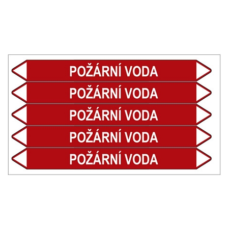 Značení potrubí, požární voda,5 ks, 150 × 12 mm
